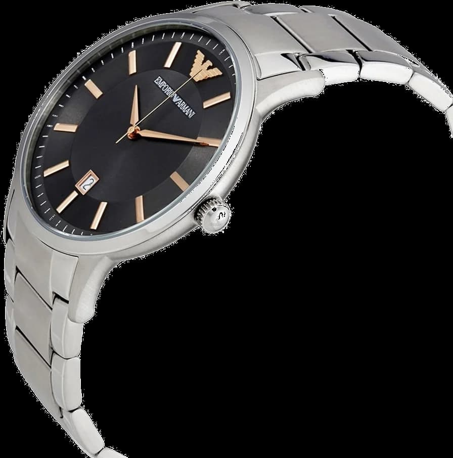 Gros plan sur le cadran gris de la Emporio Armani AR2514