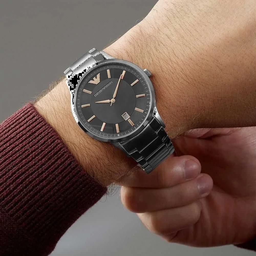 Montre Homme Emporio Armani Renato AR2514 cadran noir marqueurs or rose vue 5