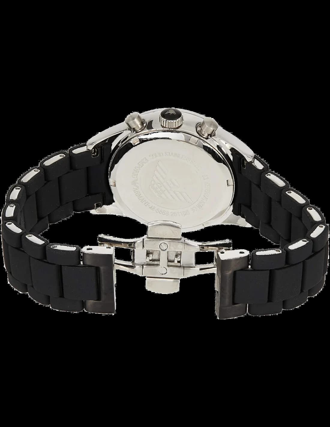 Montre Emporio Armani AR5866 avec bracelet silicone et chronographe vue 3