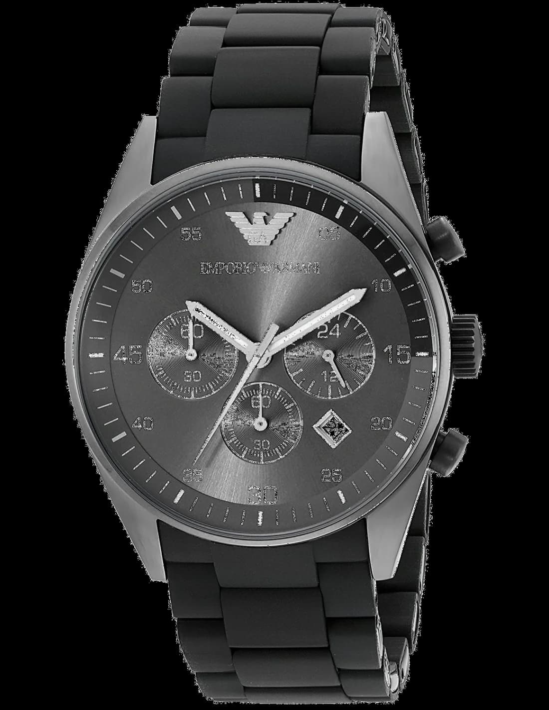 Montre Homme Emporio Armani AR5889 Chronographe Silicone Noir vue 2