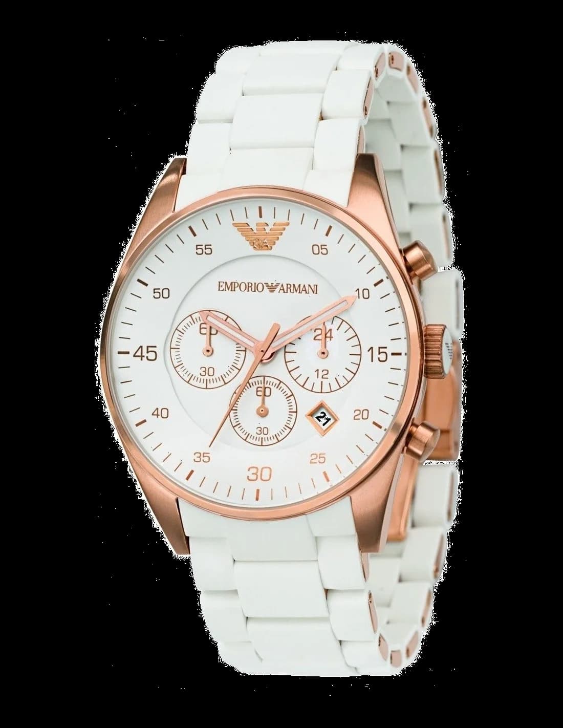 Emporio Armani AR5919 Sportivo White Silicone Strap Watch vue 2
