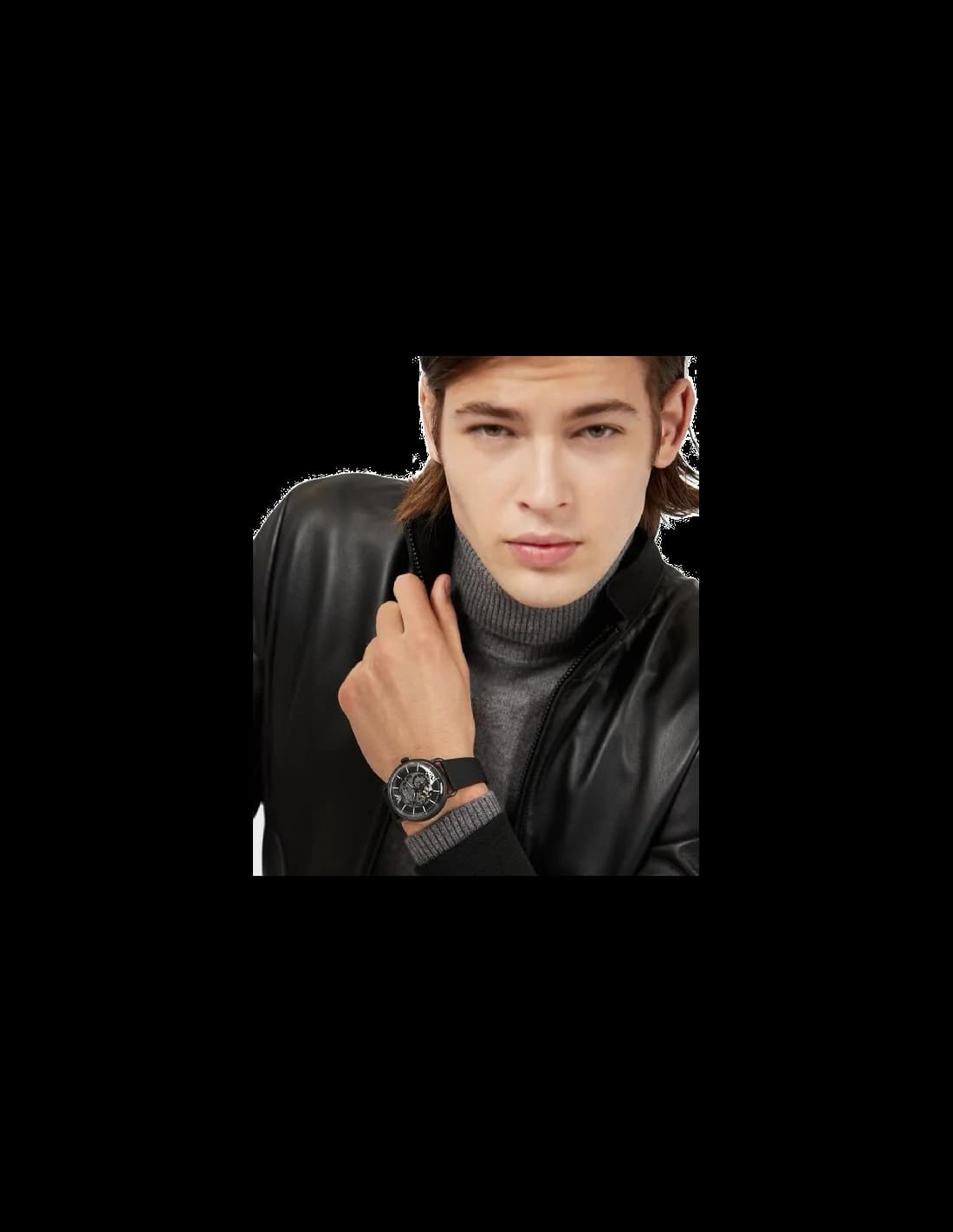 Montre Emporio Armani AR60028 Cadran Squelette Bracelet Cuir Noir vue 5