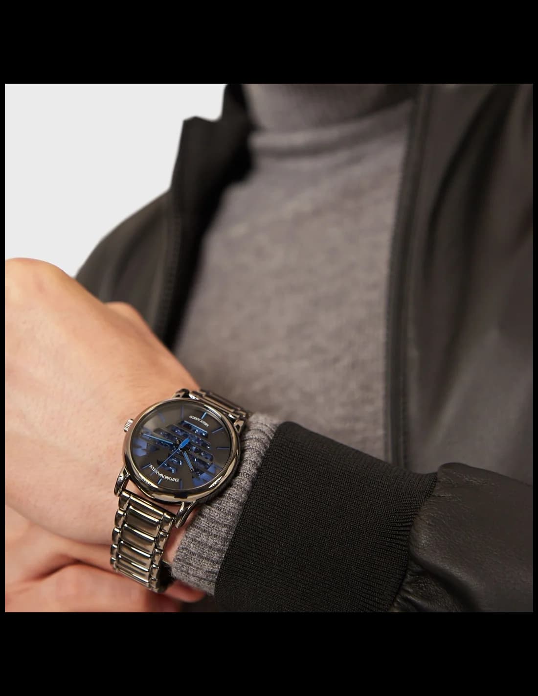 Emporio Armani AR60029 Mechanical Skeleton Blue Dial Watch vue 3
