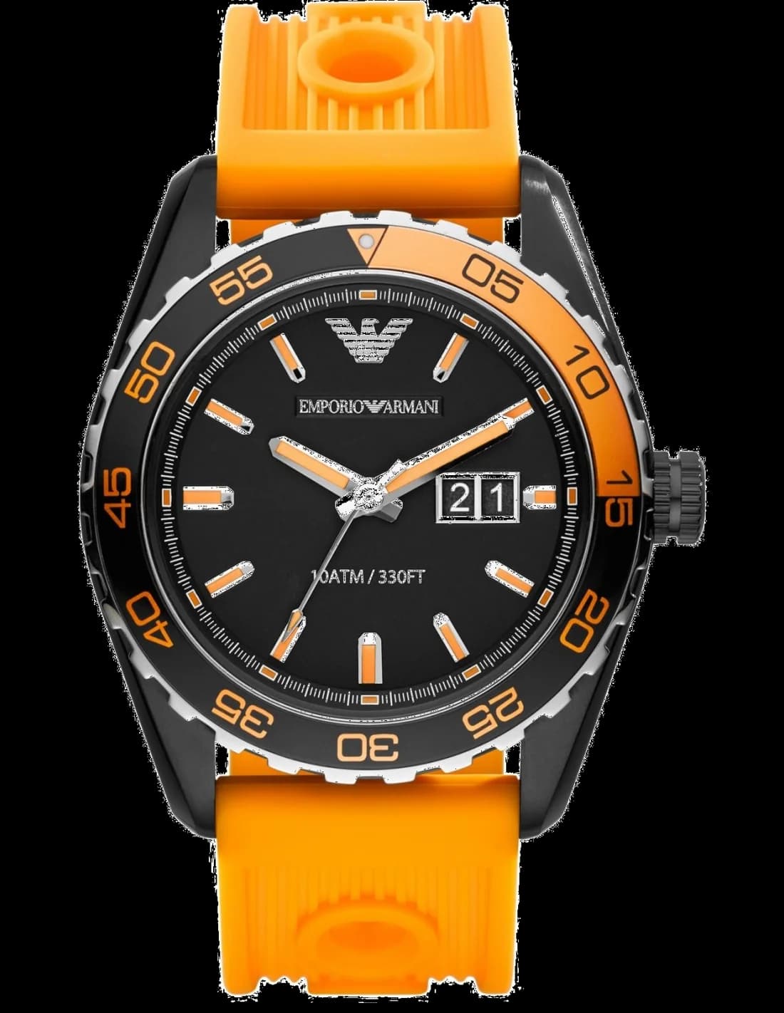 Emporio Armani Sportivo AR6046 Orange Silicone Strap Men's Watch vue 2