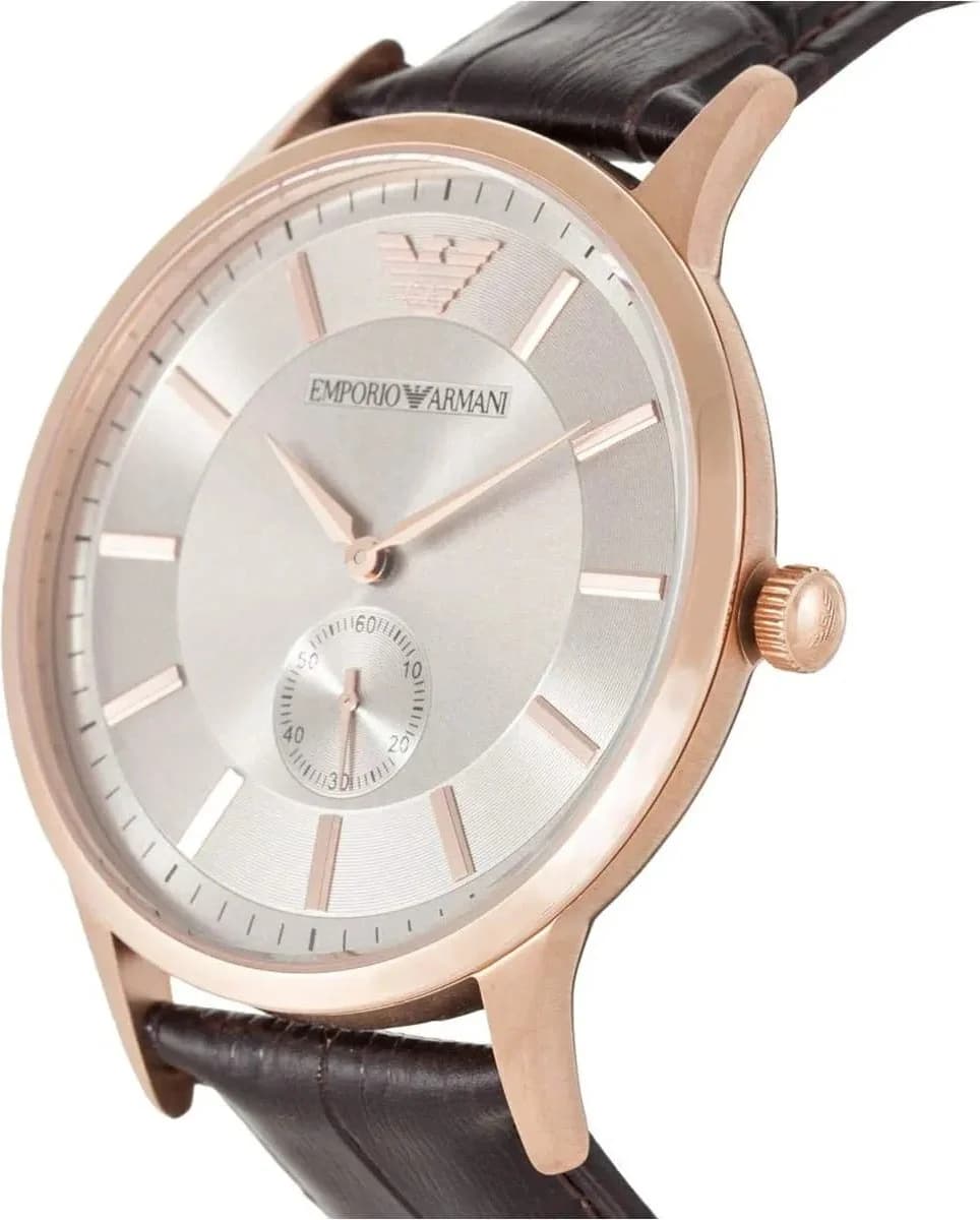 Emporio Armani AR9101 Silver Stainless Steel and Brown Leather Watch vue 3