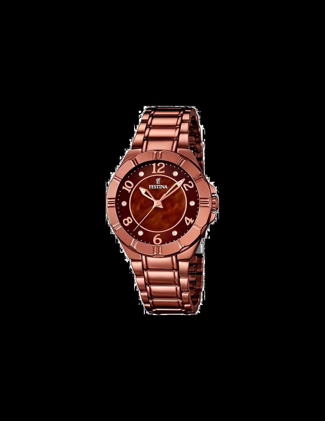 Montre Femme Festina F16729/1 en Acier Or Rose et Cadran Marron vue 2
