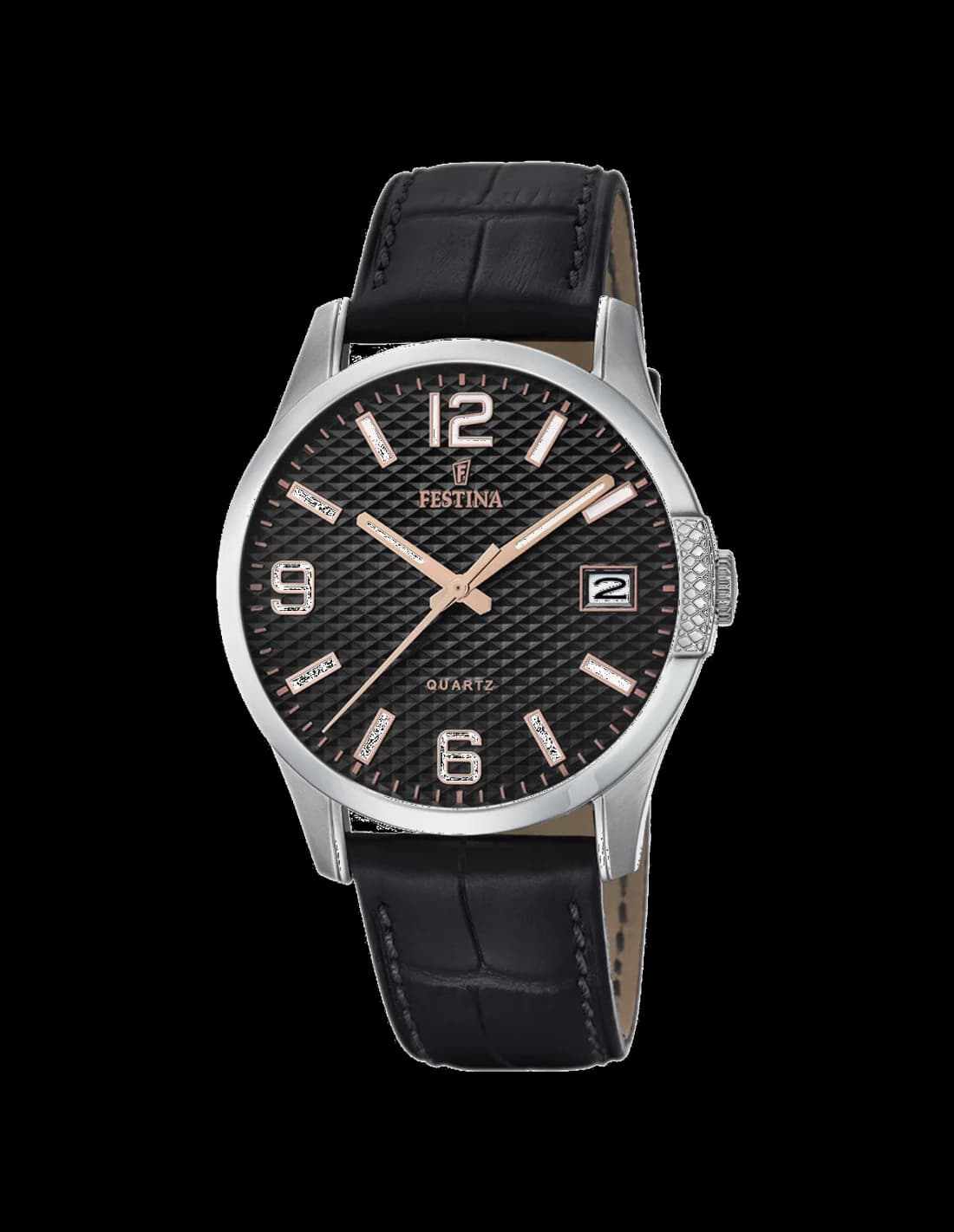 Festina F16982/3 Black Dial and Leather Strap Men's Watch vue 2