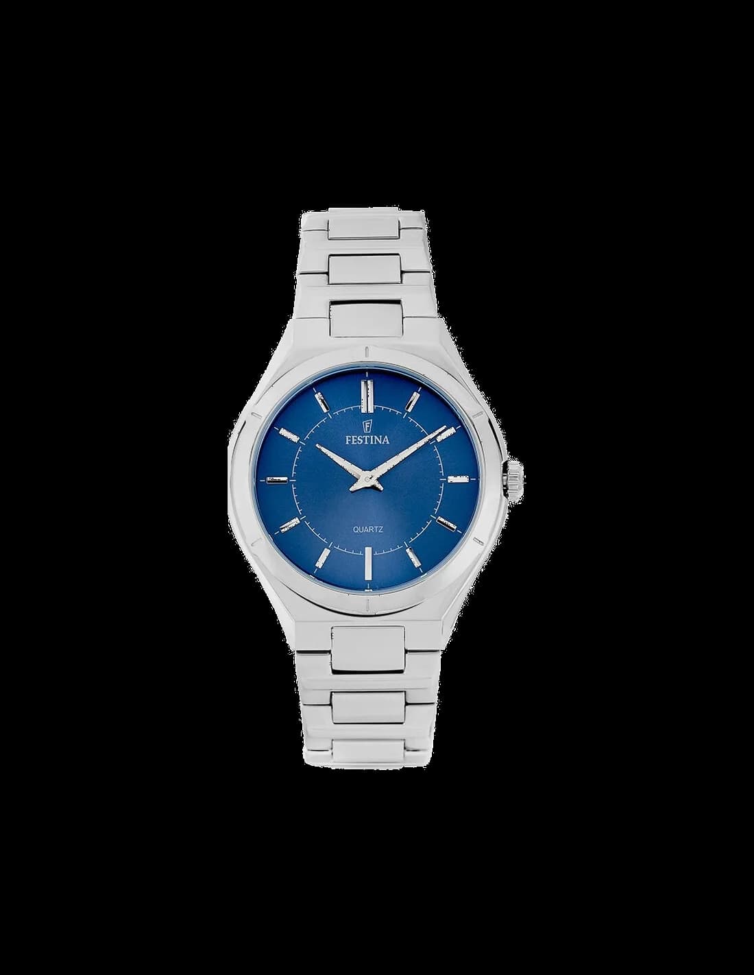 Montre Festina F20244/2 Cadran Bleu Soleillé et Bracelet Cuir Noir vue 2