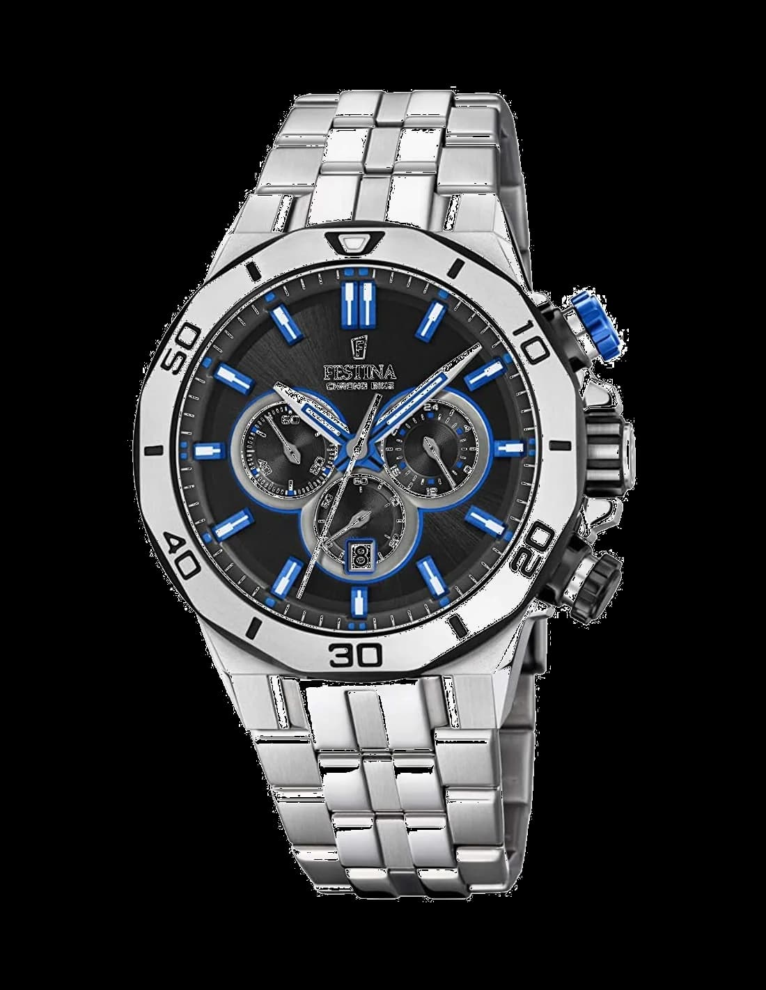 Montre Festina F20448/5 Chronographe en Acier avec Cadran Noir et Bleu vue 2