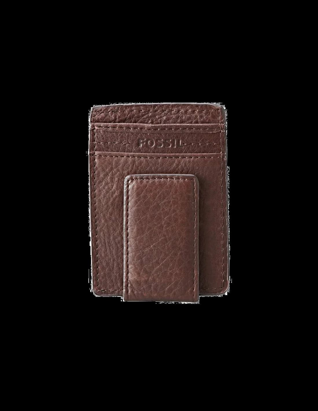 Porte carte magnétique Fossil en cuir marron vue 2