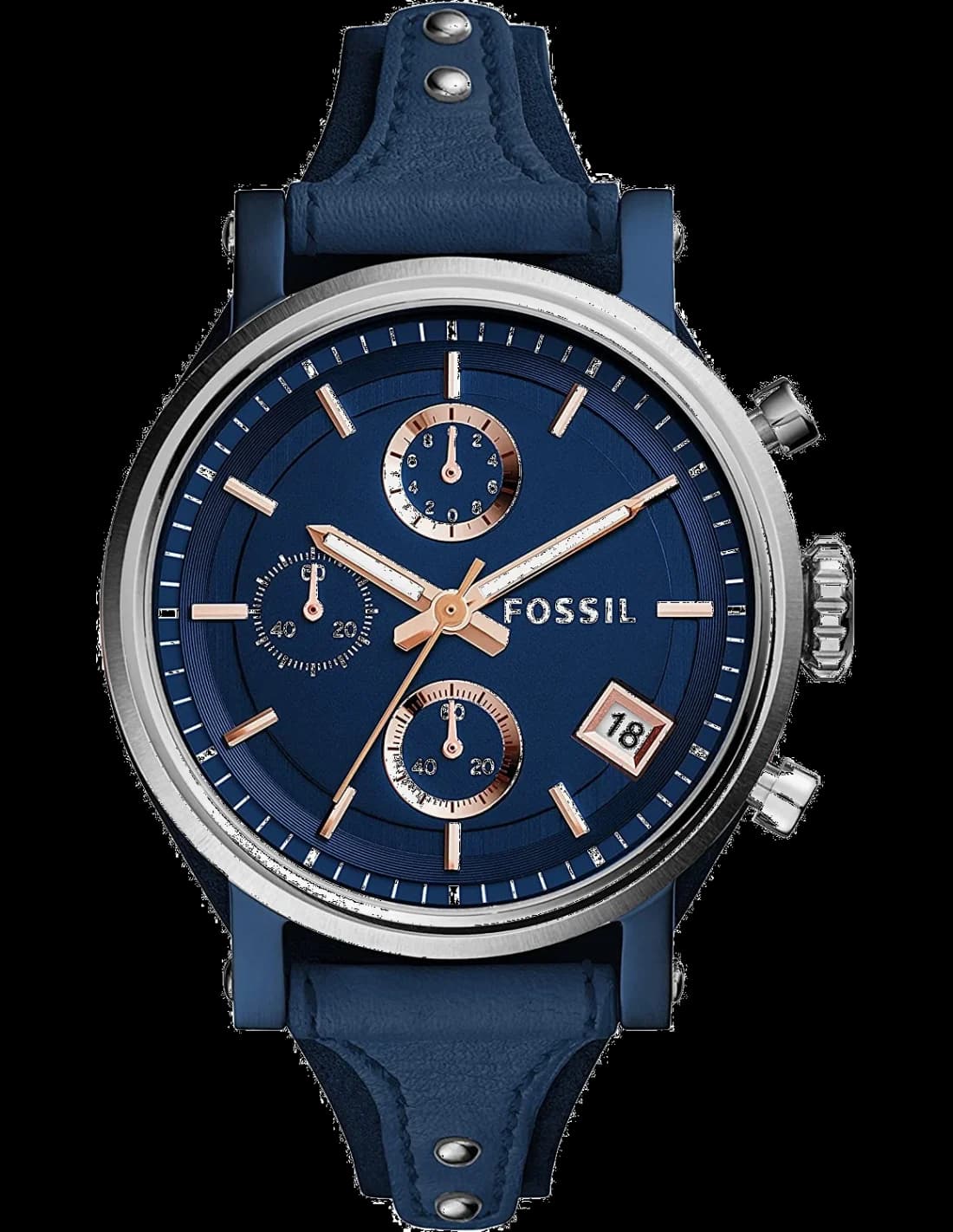 Fossil ES4113 vue de côté, bracelet cuir