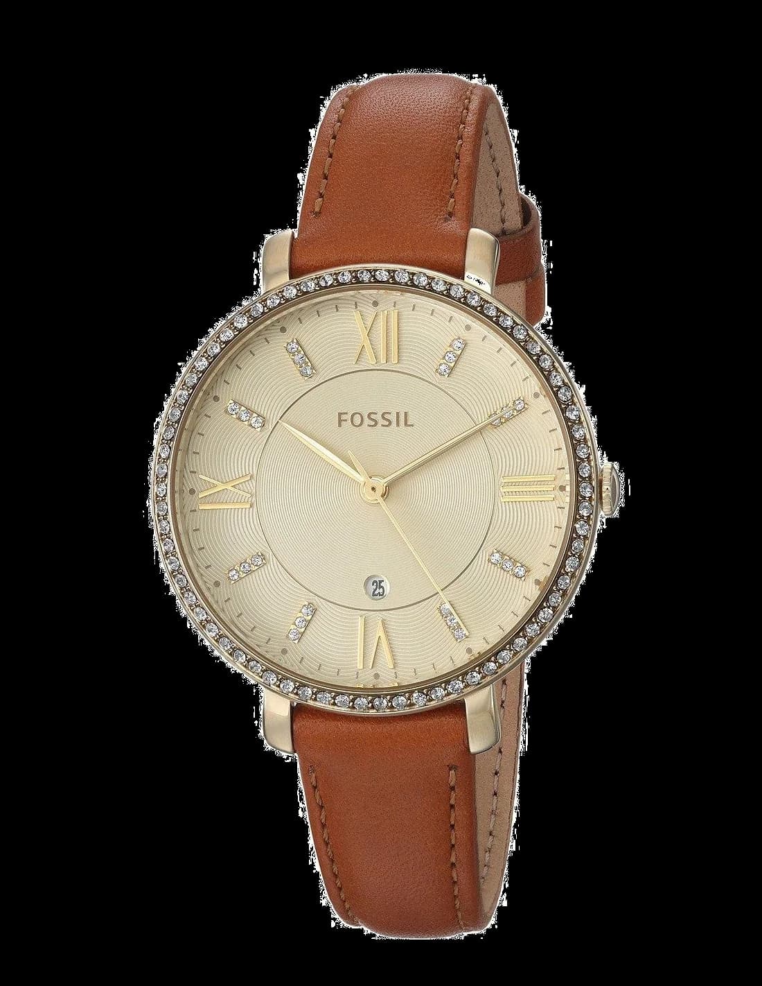 Fossil ES4293 Rose Gold Case and Blue Leather Strap Watch vue 2