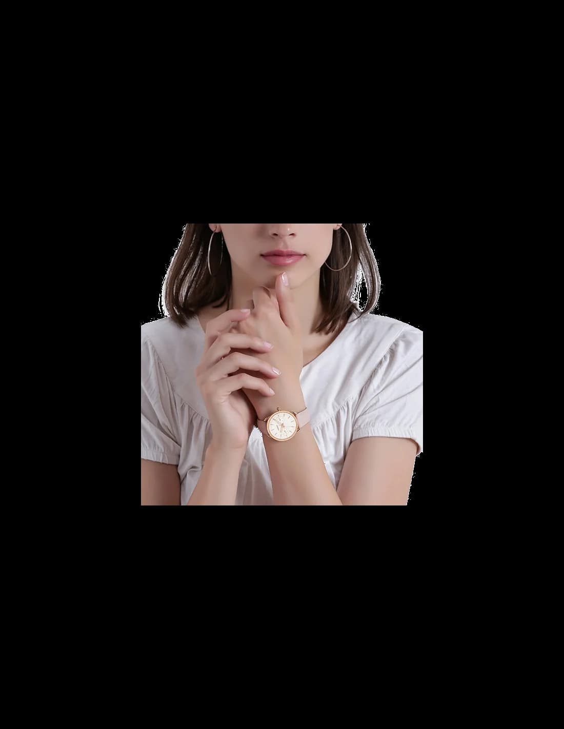 Montre Femme Fossil ES4393 Bracelet Cuir Rose et Cadran Brillant vue 4
