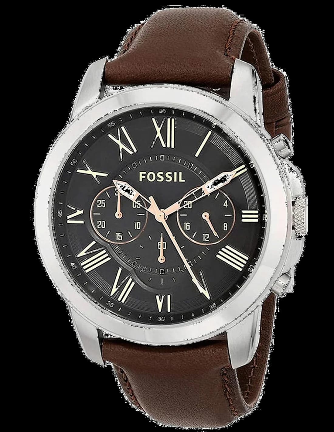Fossil FS4813 vue de côté, bracelet cuir