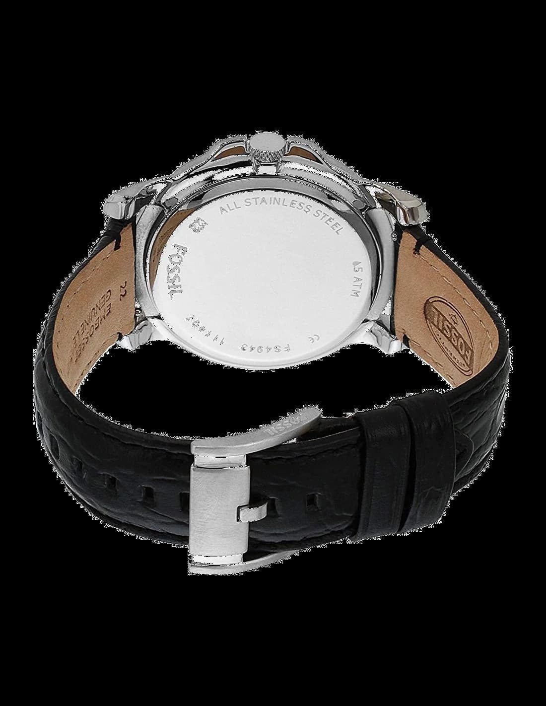 Fossil Grant FS4943 Black Ice Leather Strap Men's Watch vue 3