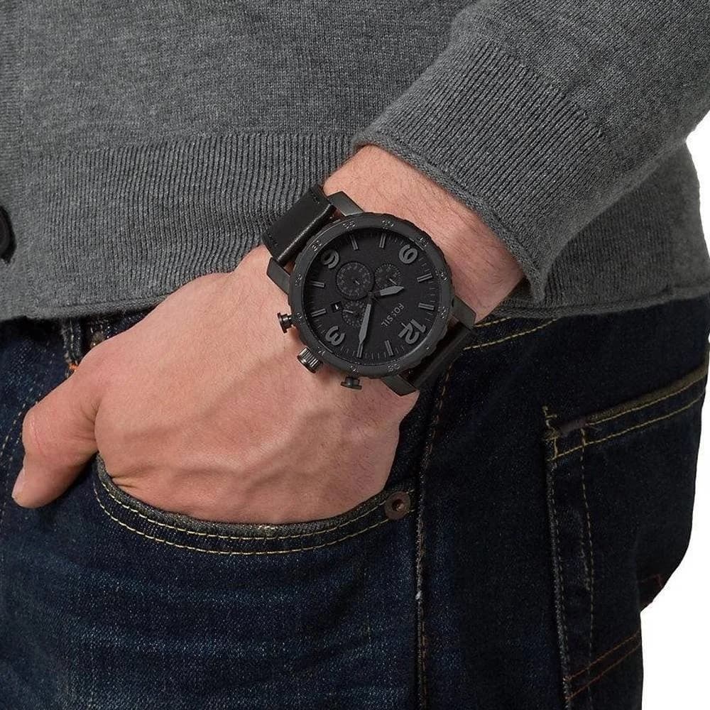 Fossil Nate JR1354 Gun Metal Black Chronograph Men's Watch vue 5