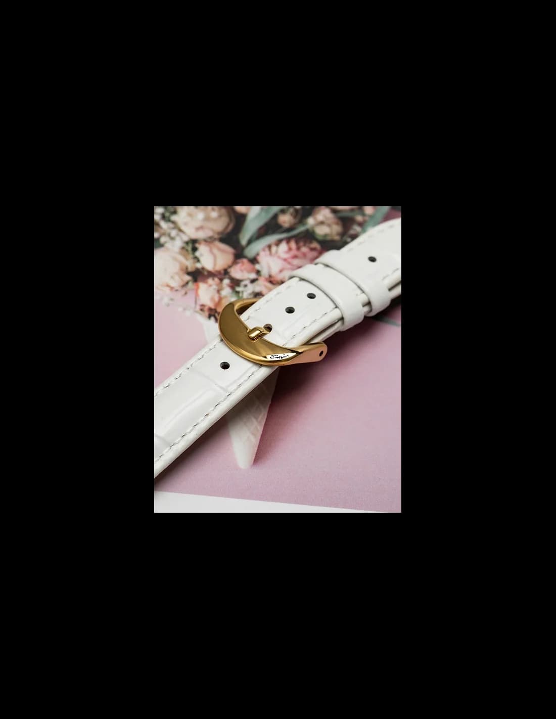 Bracelet de montre blanc glacé en cuir de vachette entre corne 18mm vue 3