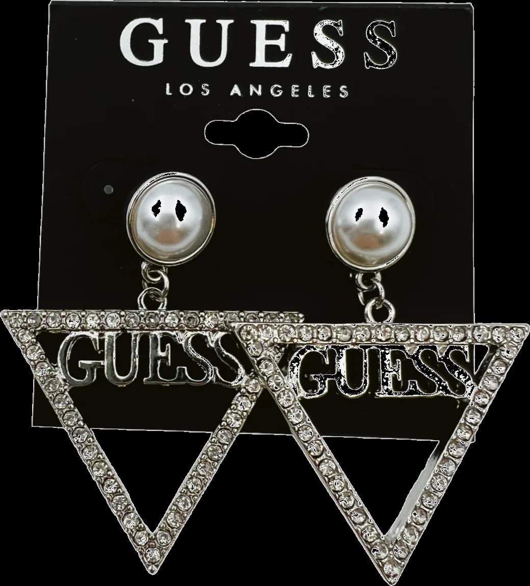 Guess Triangle Crystal-Set Silver-Tone Metal Earrings vue 2