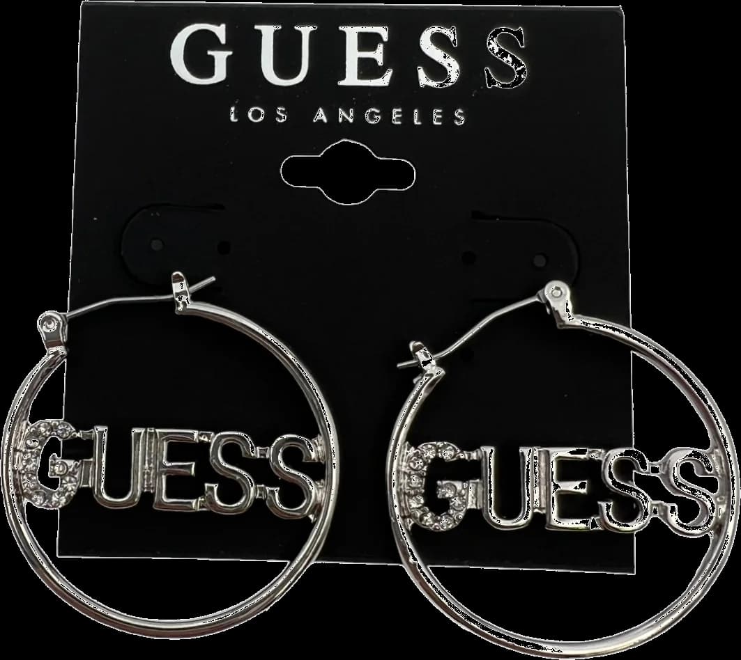 Boucles d'oreilles Guess rondes en métal argenté serties de cristaux vue 3