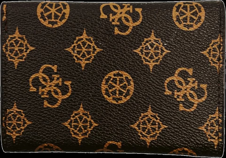 Guess Brown Monogram Faux Leather Wallet with Triangle Logo vue 3