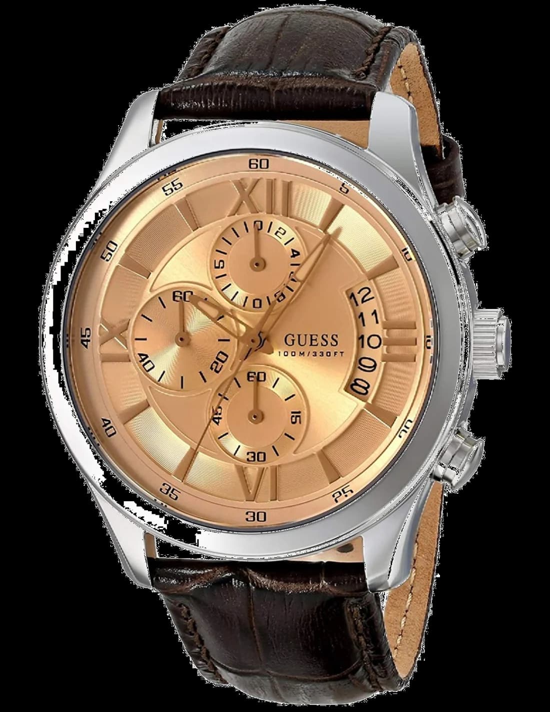 Guess Iconic W0192G1 Brown Leather Strap Men's Watch vue 2
