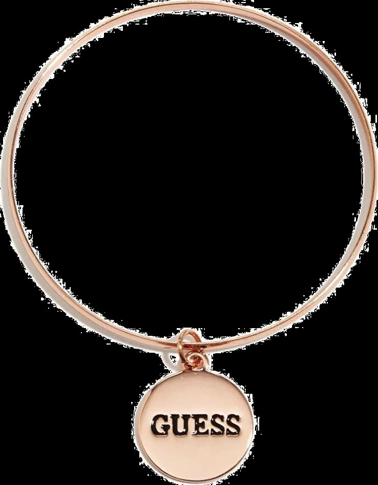Bracelet Guess en acier or rose avec plaque logo ronde vue 2