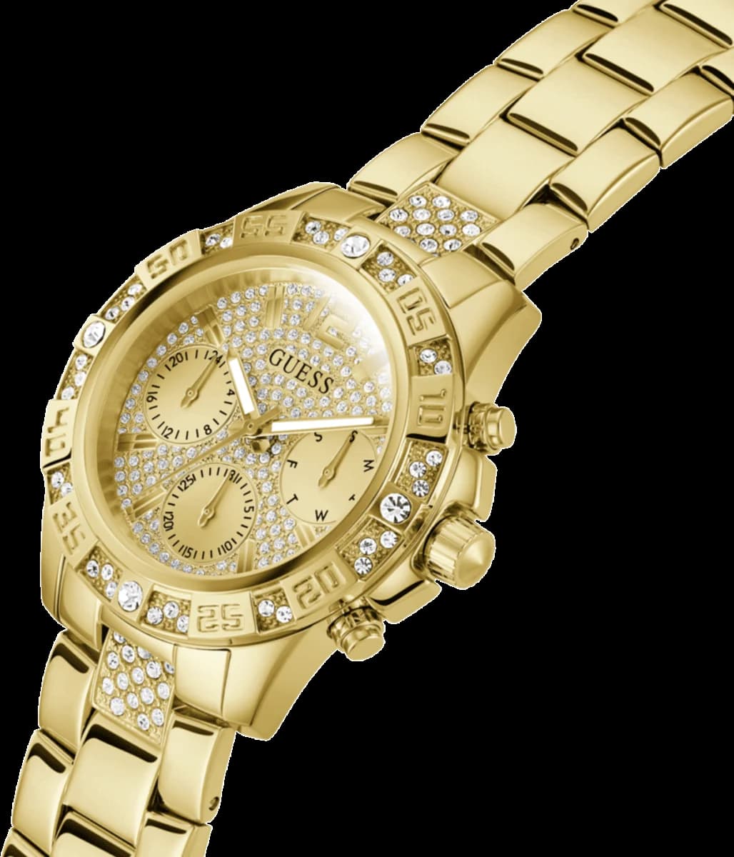 Gros plan sur le cadran or de la Guess GW0771L2