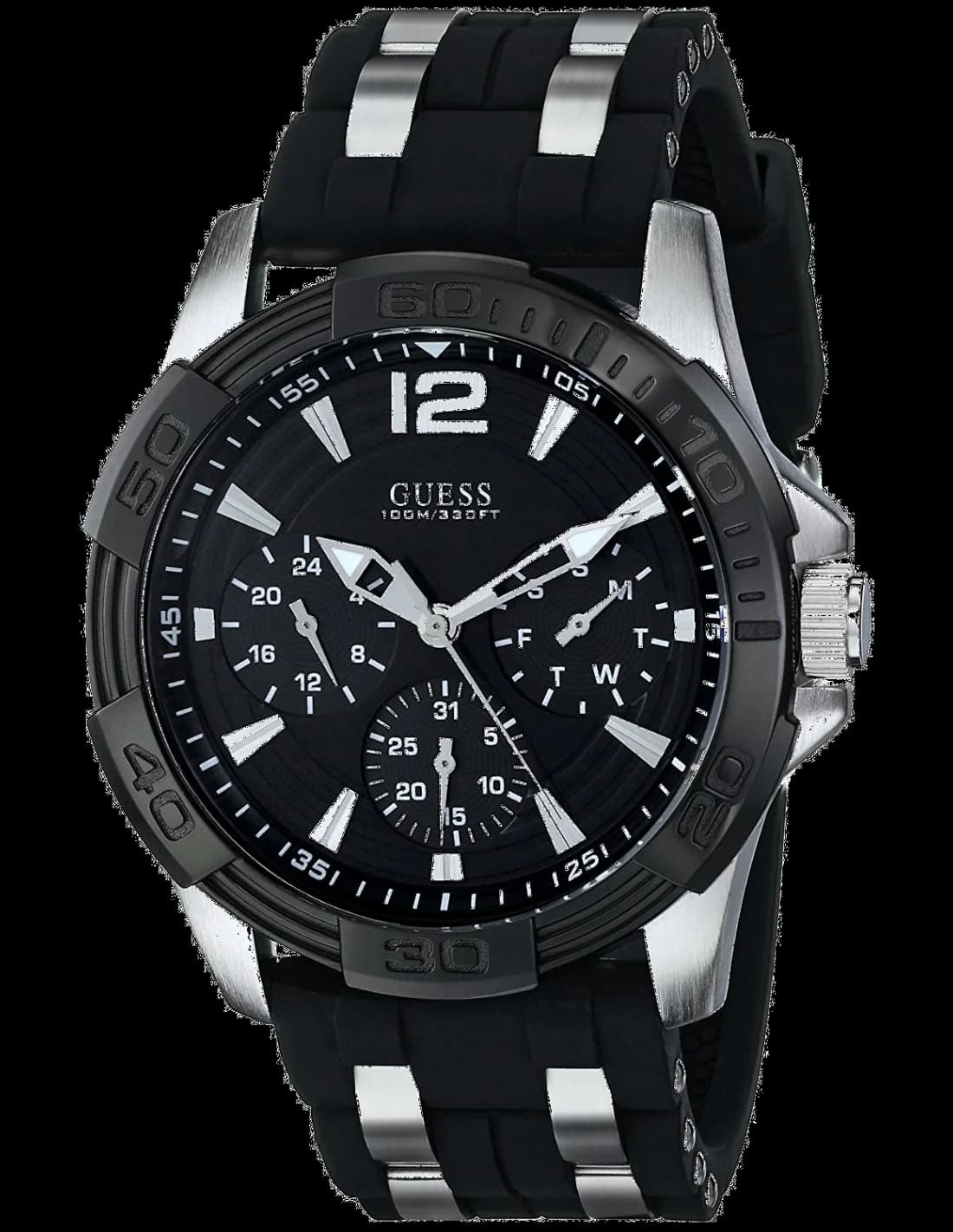 Guess W0366G1 vue de côté, bracelet silicone
