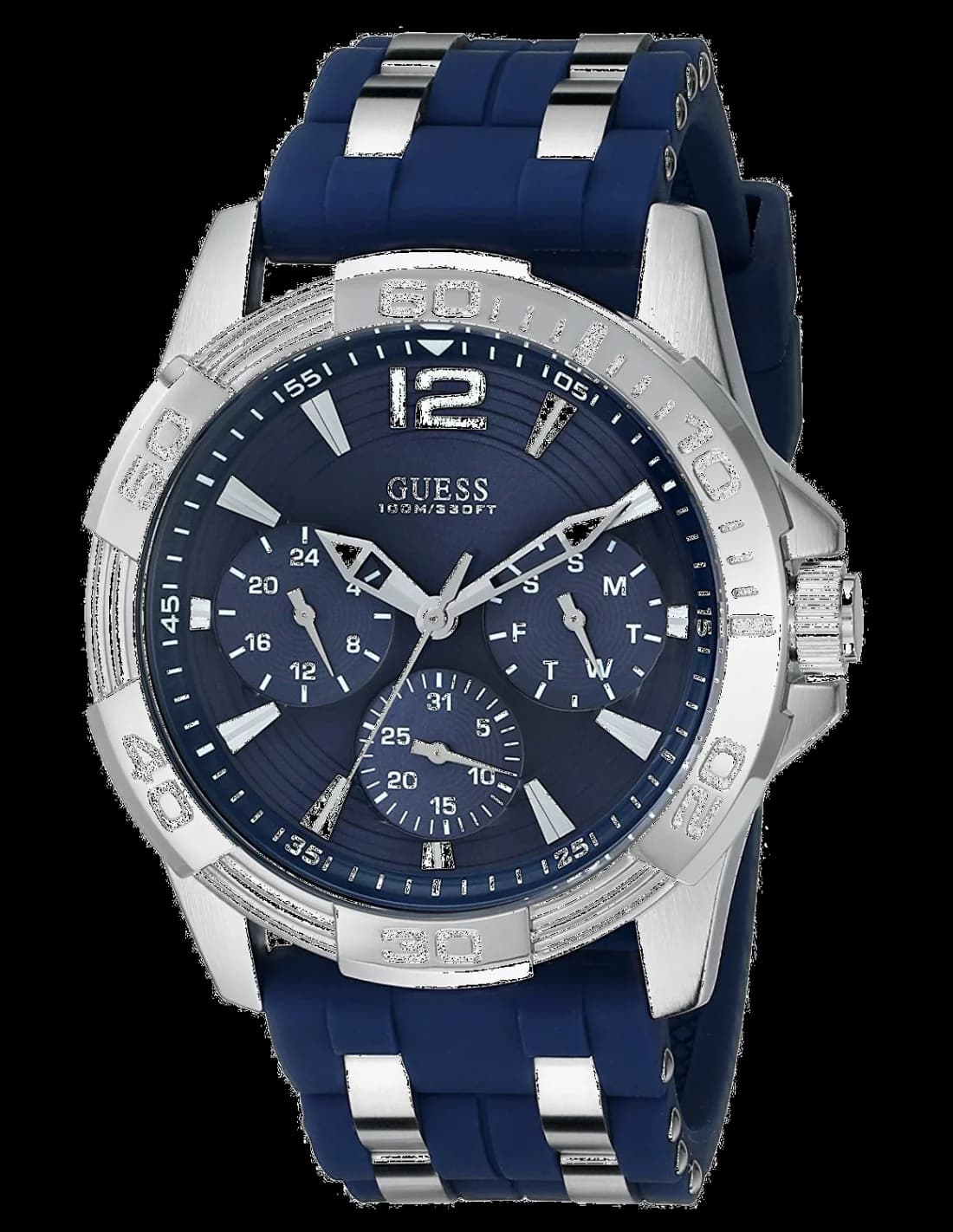 Guess W0366G2 vue de côté, bracelet silicone