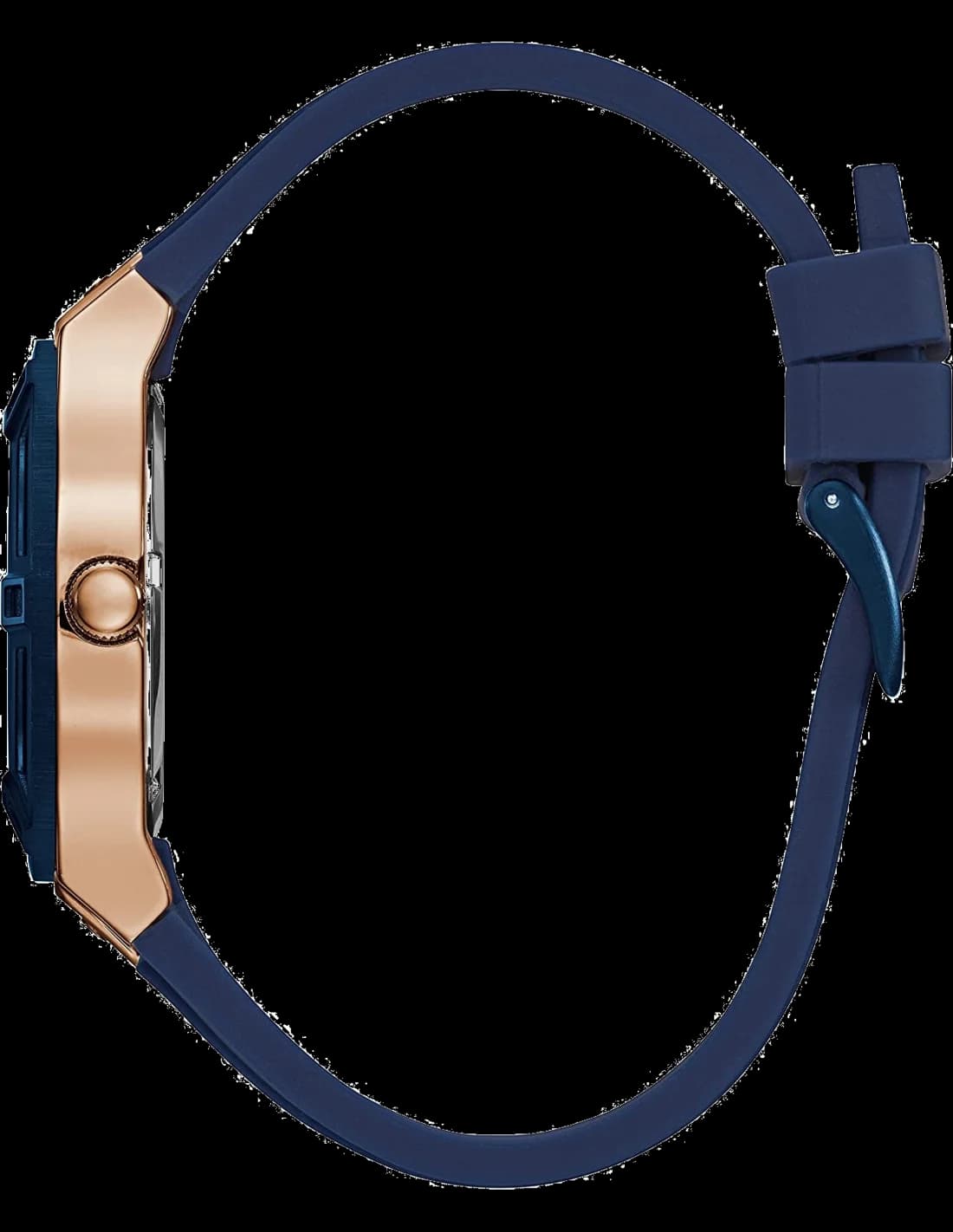 Gros plan sur le cadran bleu de la Guess W0571L1