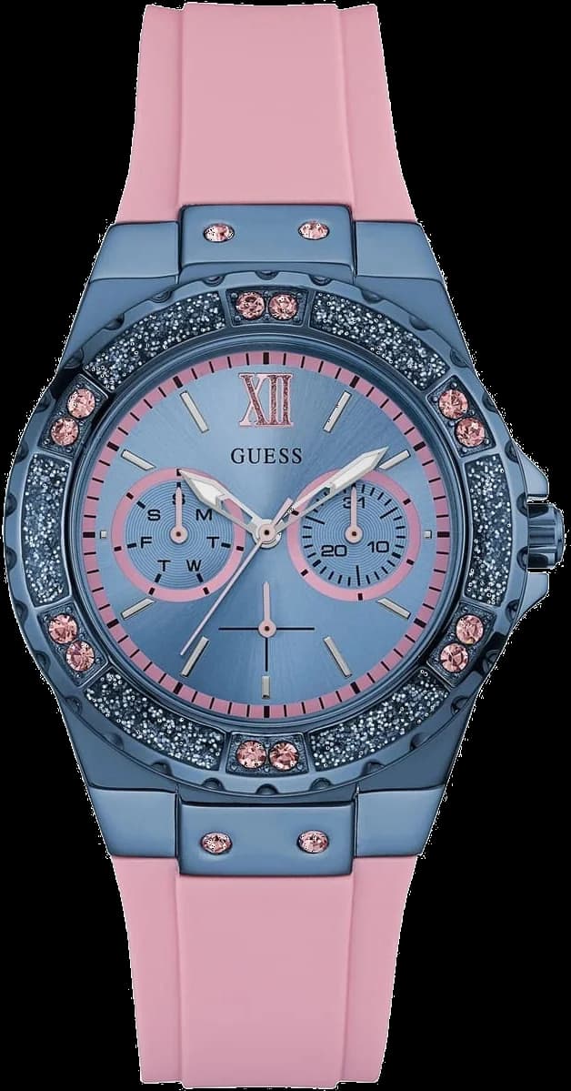 Guess W0775L5 vue de côté, bracelet silicone