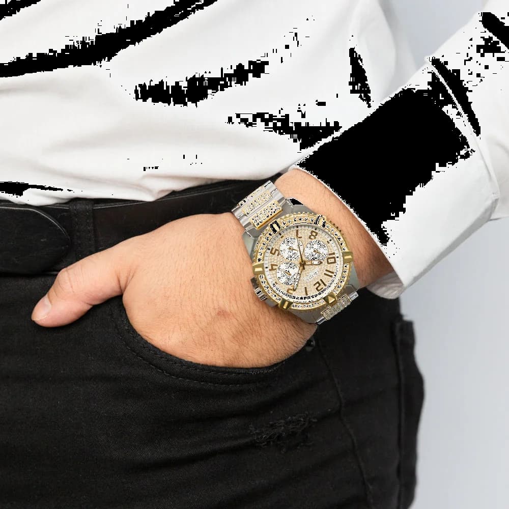 Guess Frontier W0799G4 Silver Gold-Tone Stainless Steel Men's Watch vue 6