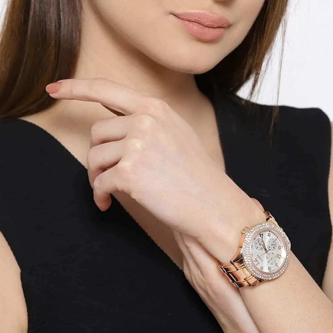 Montre Femme Guess W1097L3 en acier doré rose vue 5