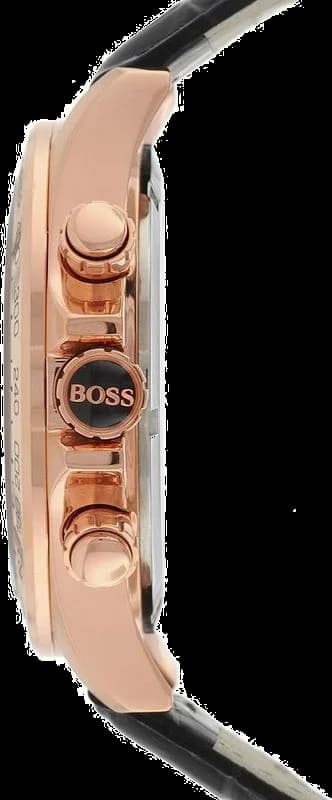Gros plan sur le cadran noir de la Hugo Boss 1513179
