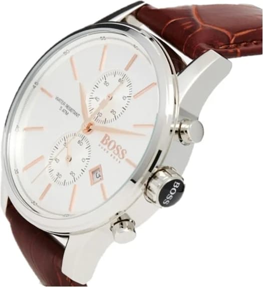 Gros plan sur le cadran argent de la Hugo Boss 1513280