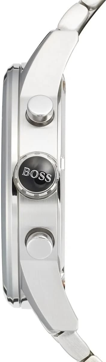 Gros plan sur le cadran noir de la Hugo Boss 1513383