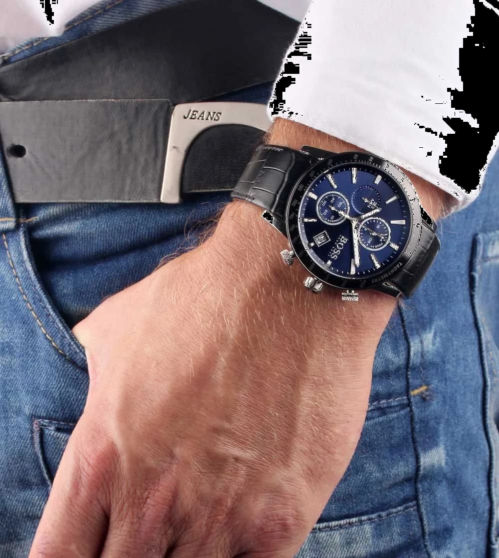 Gros plan sur le cadran bleu de la Hugo Boss 1513391