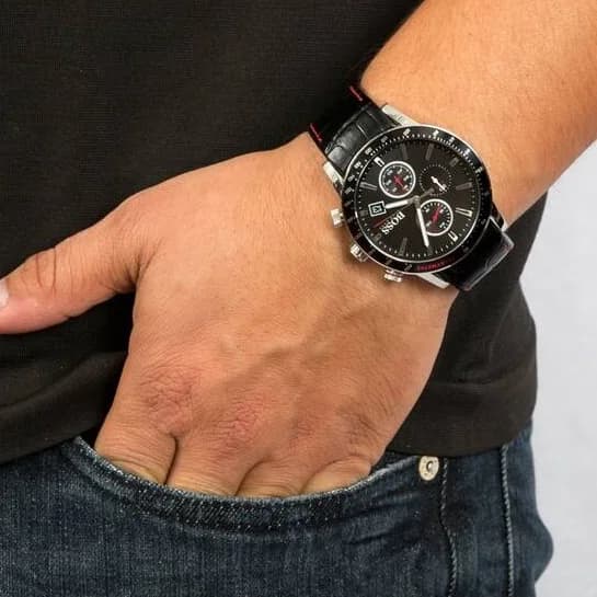 Montre Hugo Boss 1513445 Chronographe Sport Bracelet Cuir Crocodile vue 3