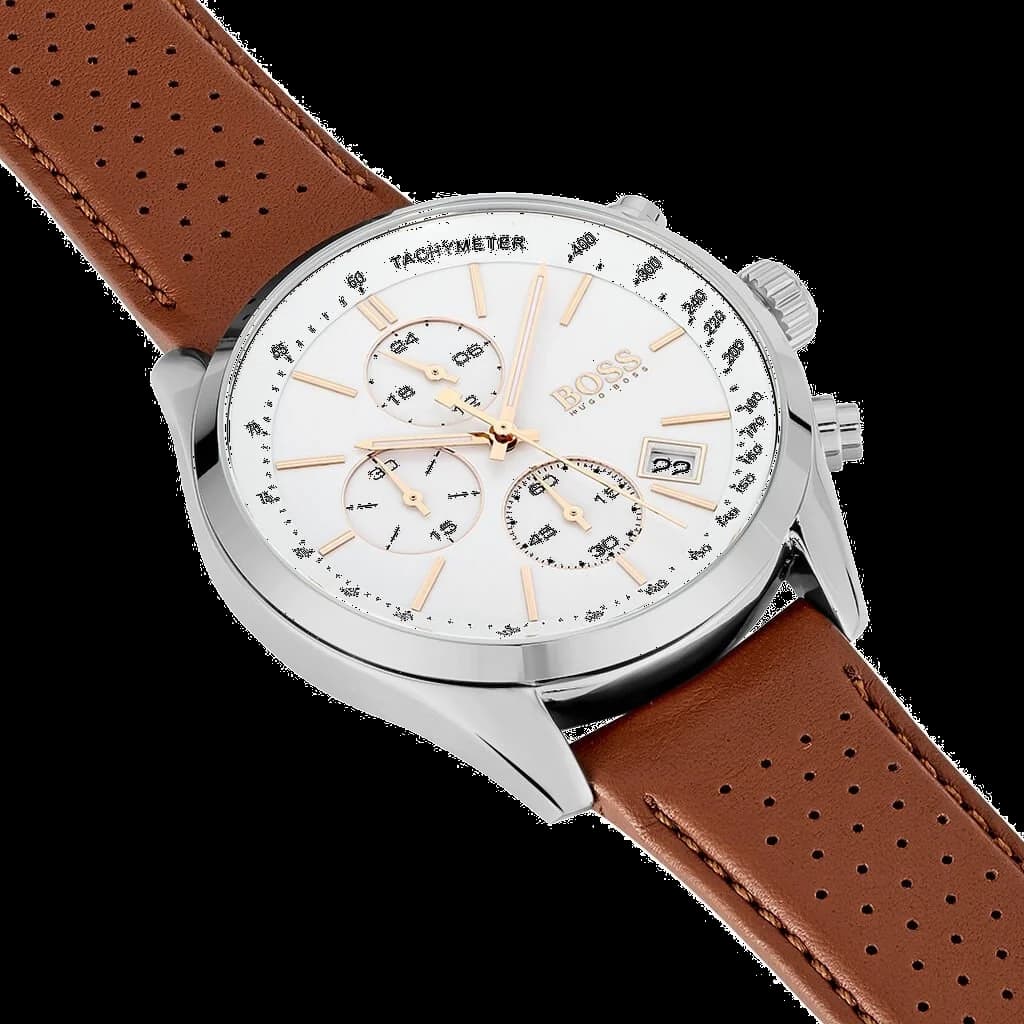 Gros plan sur le cadran blanc de la Hugo Boss 1513475