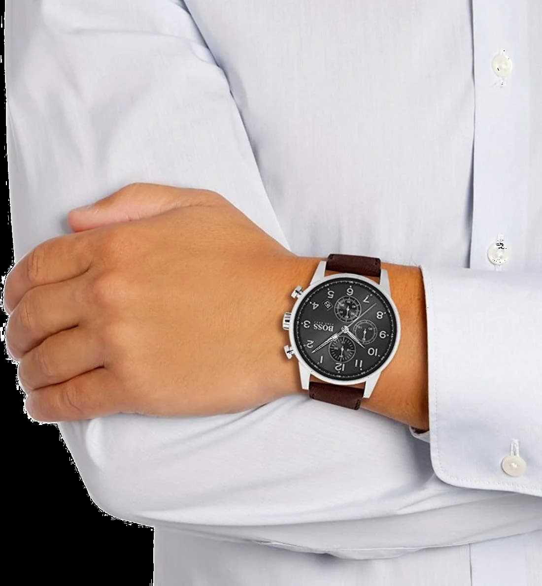 Hugo Boss 1513494 Navigator Chronograph Brown Leather Men's Watch vue 5