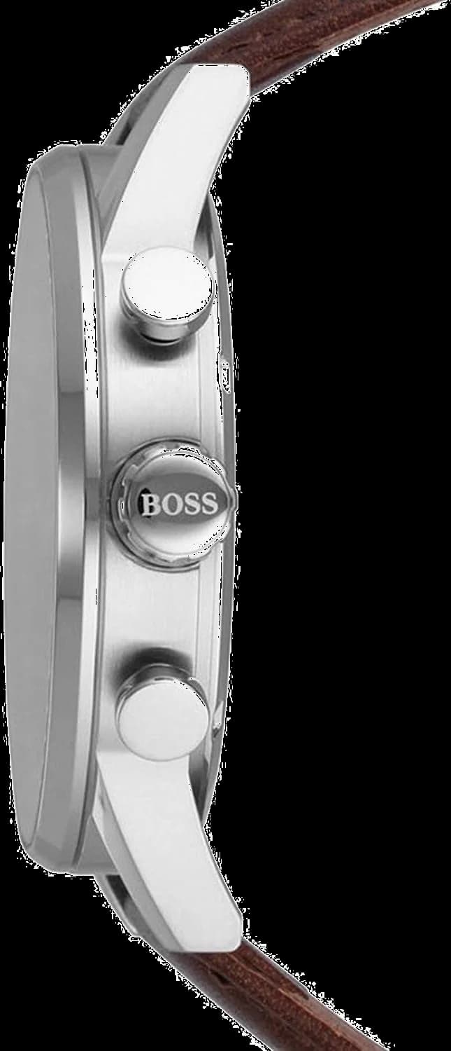 Hugo Boss 1513495 Navigator Grey Dial and Brown Leather Strap Men's Watch vue 3