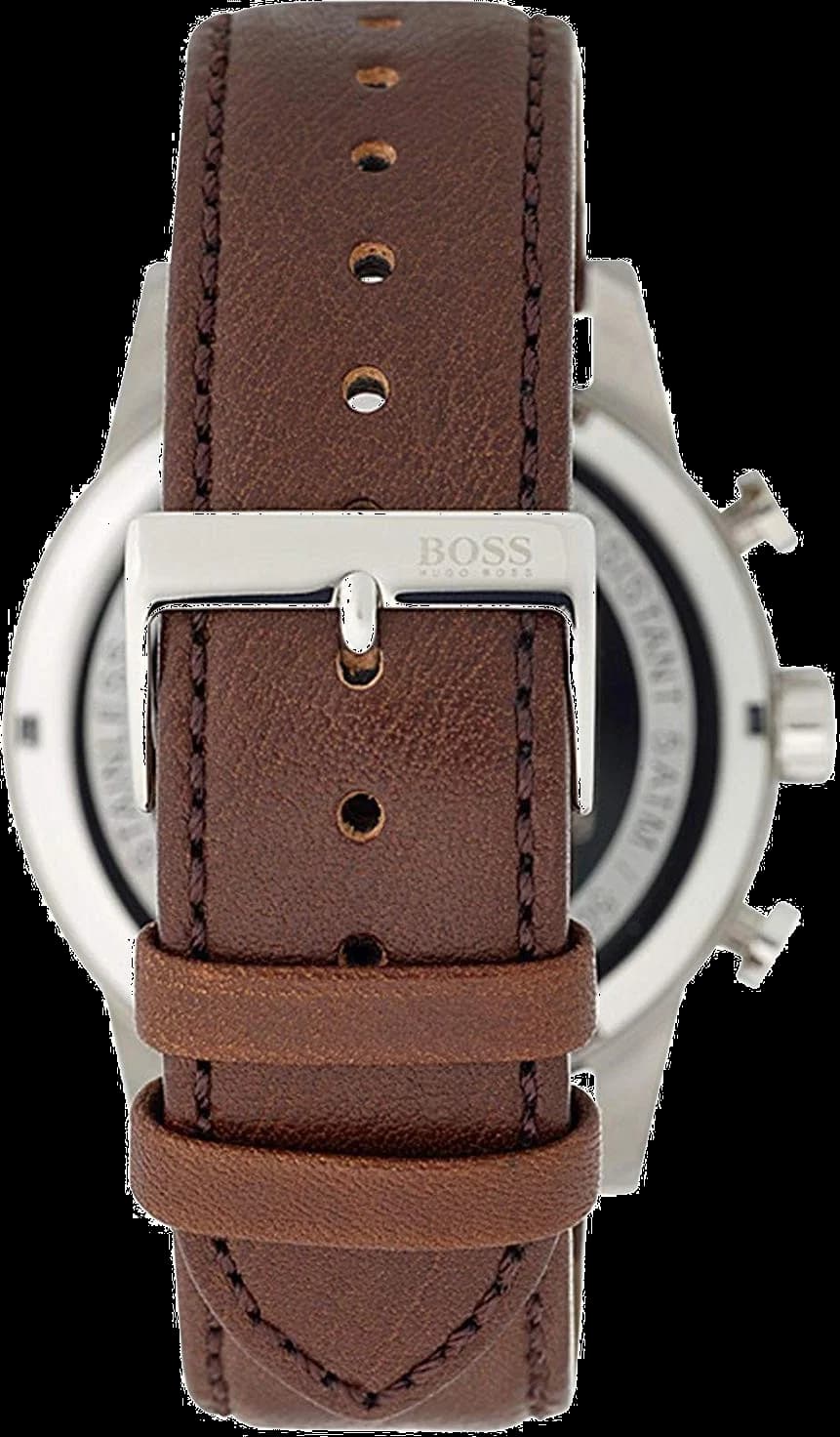 Hugo Boss 1513495 Navigator Grey Dial and Brown Leather Strap Men's Watch vue 4
