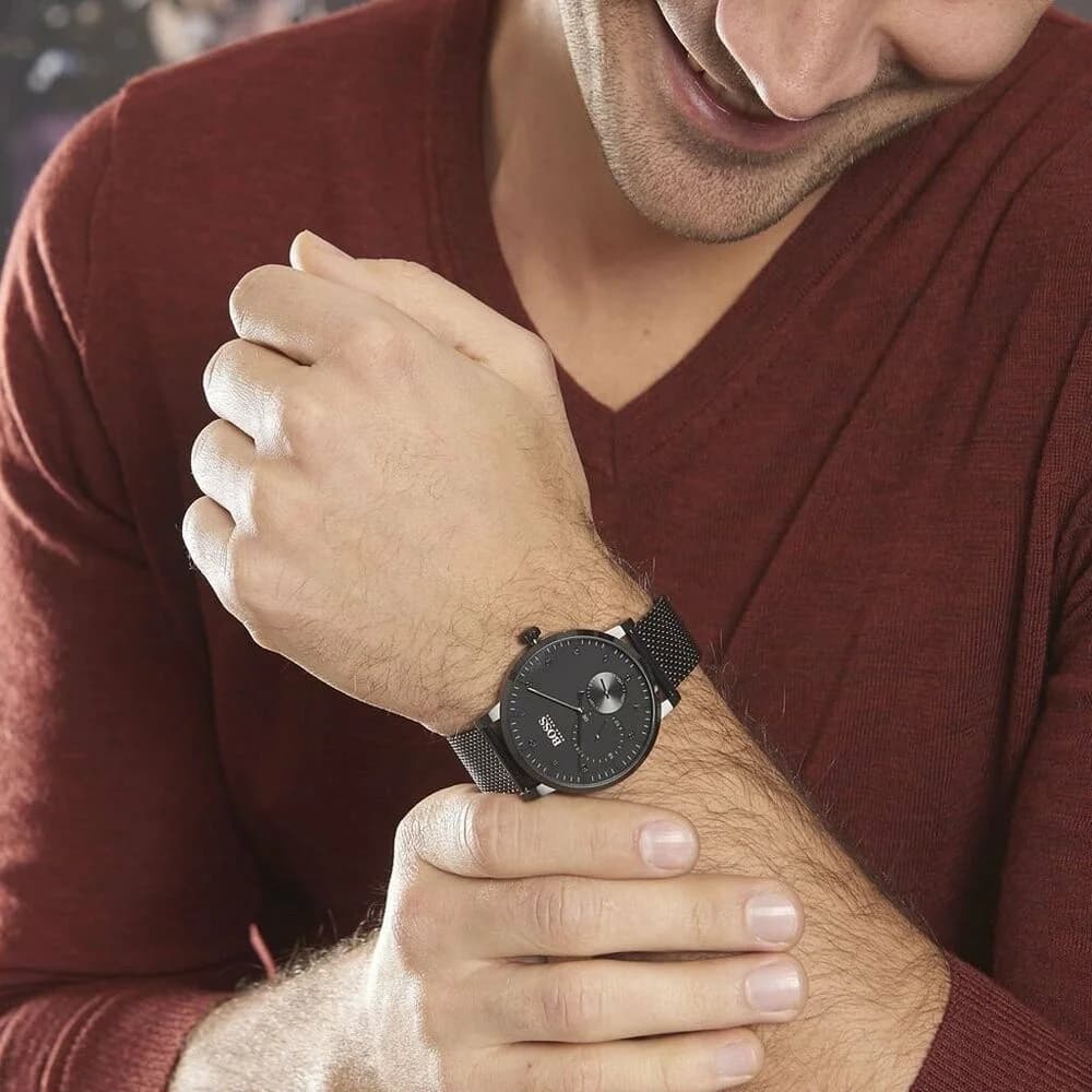 Hugo Boss 1513636 Black Milanese Mesh Men's Watch vue 6