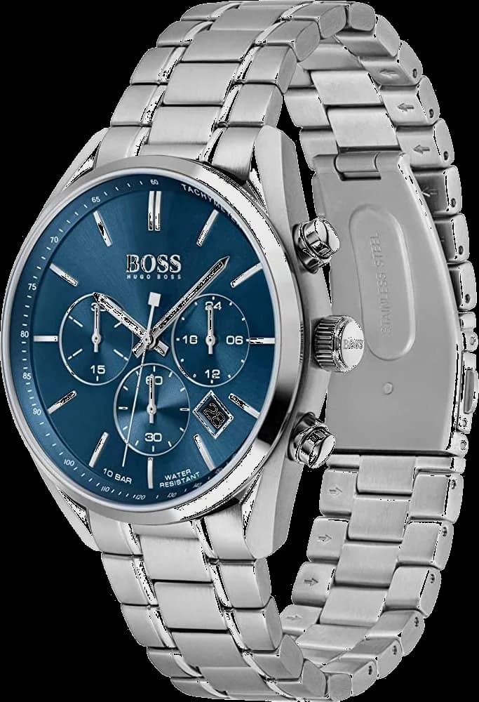 Gros plan sur le cadran bleu de la Hugo Boss 1513818