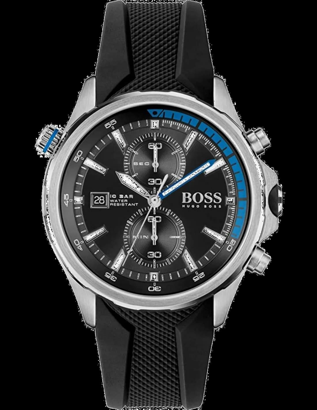 Hugo Boss Globetrotter Marine 1513820 Chronograph Men's Watch with Silicone Strap vue 2