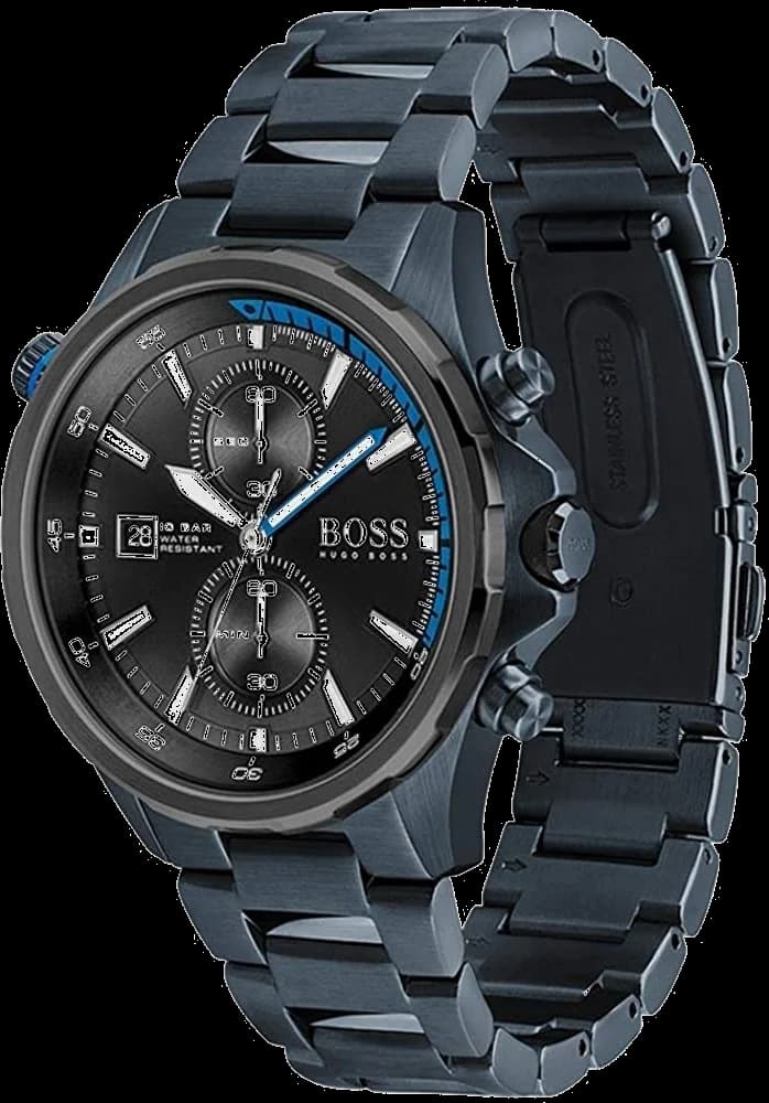 Gros plan sur le cadran bleu de la Hugo Boss 1513824