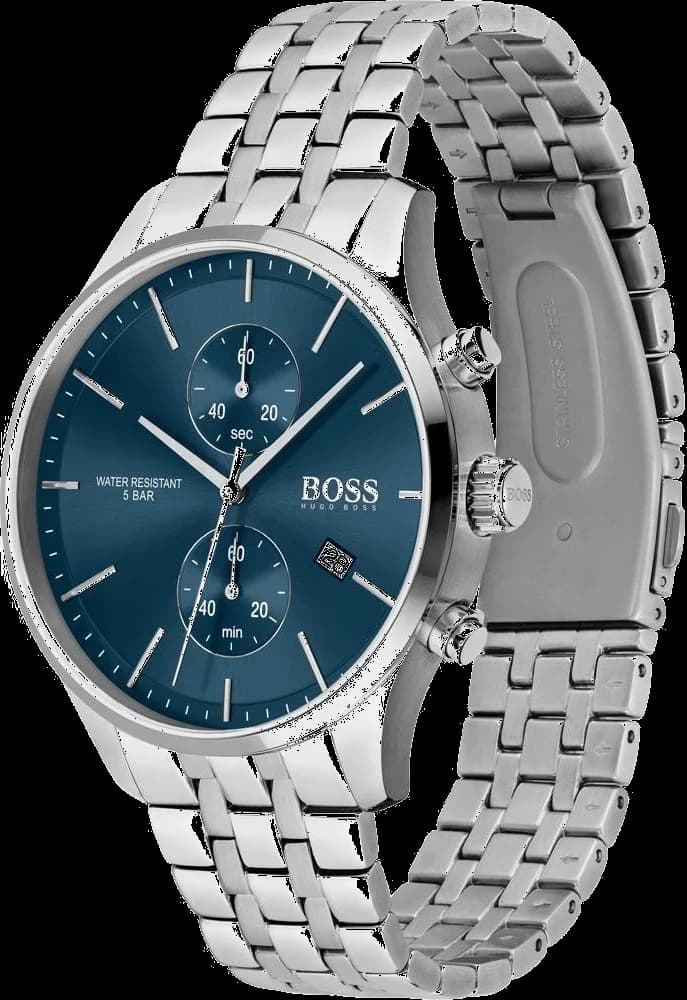Gros plan sur le cadran bleu de la Hugo Boss 1513839