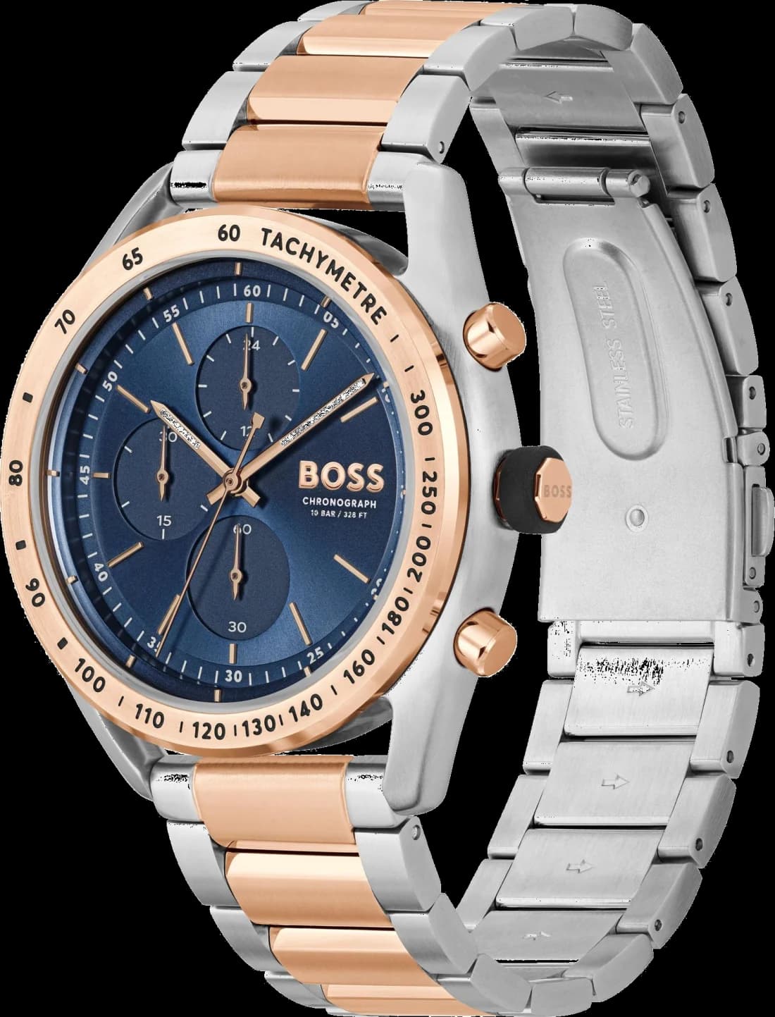 Gros plan sur le cadran bleu de la Hugo Boss 1514026