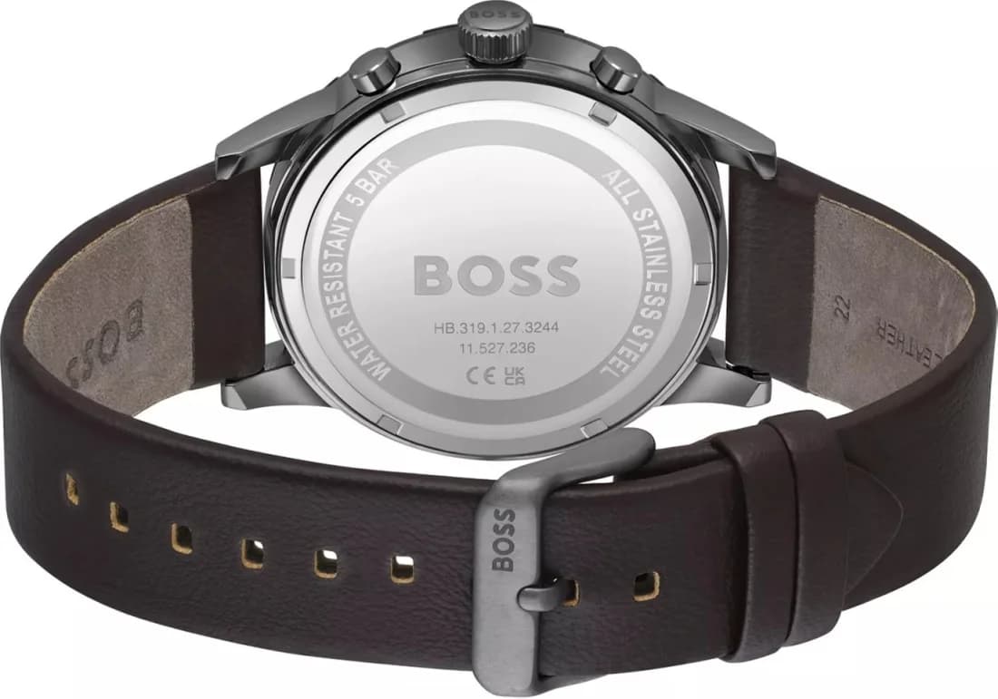 Hugo Boss 1514030 Men's Watch with Night Blue Dial and Brown Leather Strap vue 4