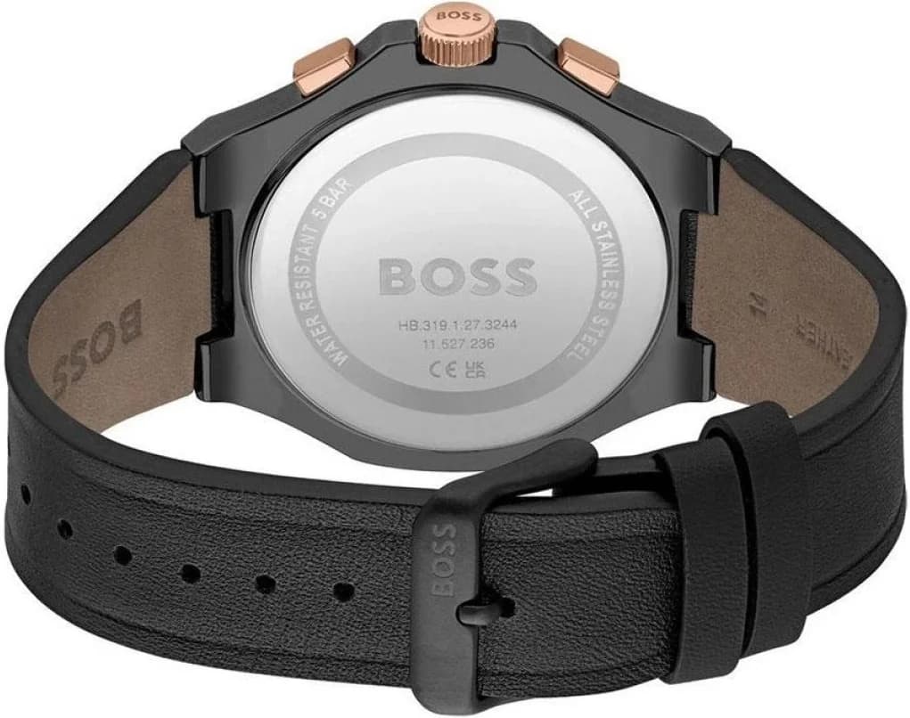 Hugo Boss 1514089 Chronograph Black Steel and Rose Gold with Leather Strap vue 4